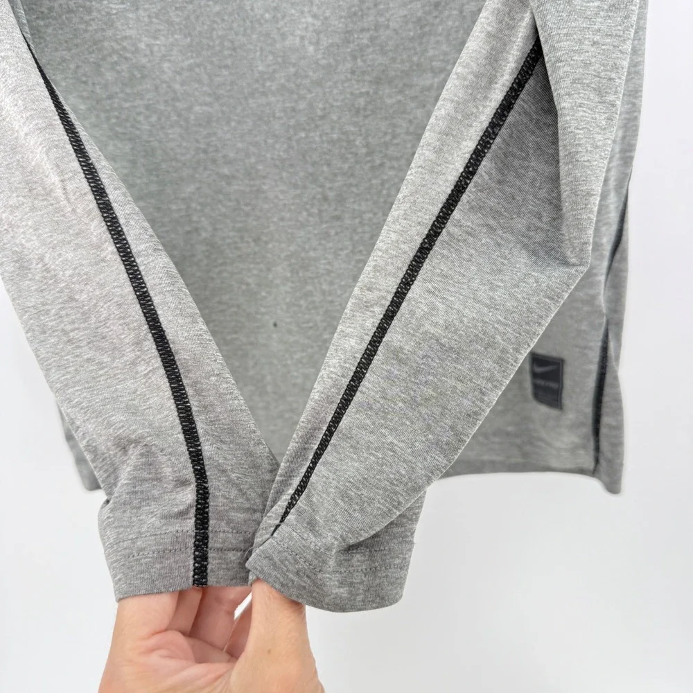Nike Pro Fitted Training Long Sleeve Top Gray Kids L Large Activewear See Photos